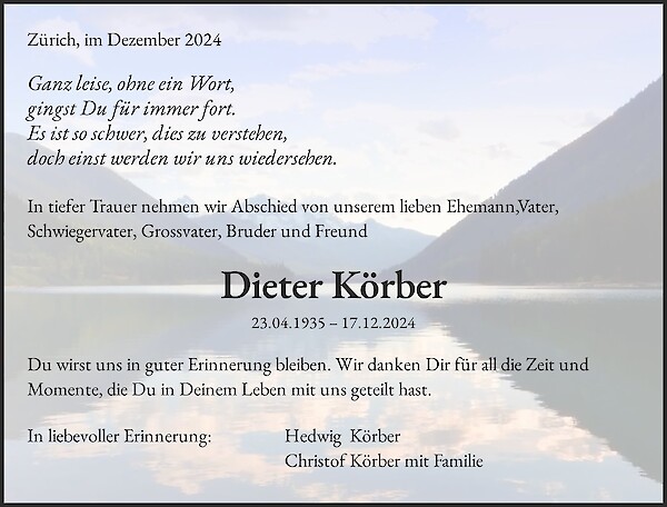 Todesanzeige von Dieter K&ouml;rber
